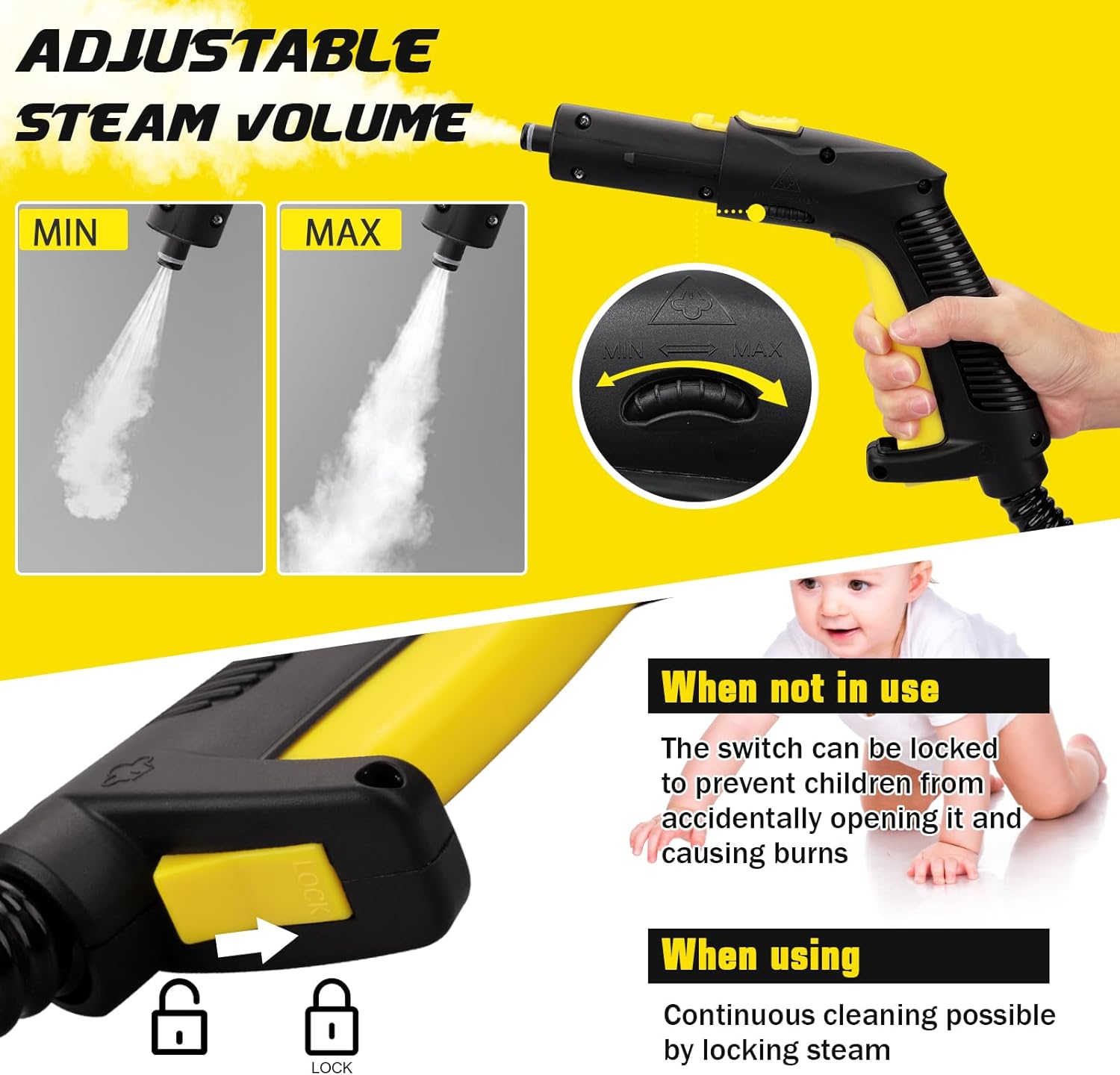 TVD Steam Cleaner SW-608 & Steam Mop for Floor Cleaning with 29 Accessories, 5m Cord for Carpet, Sofa, Oven & Car