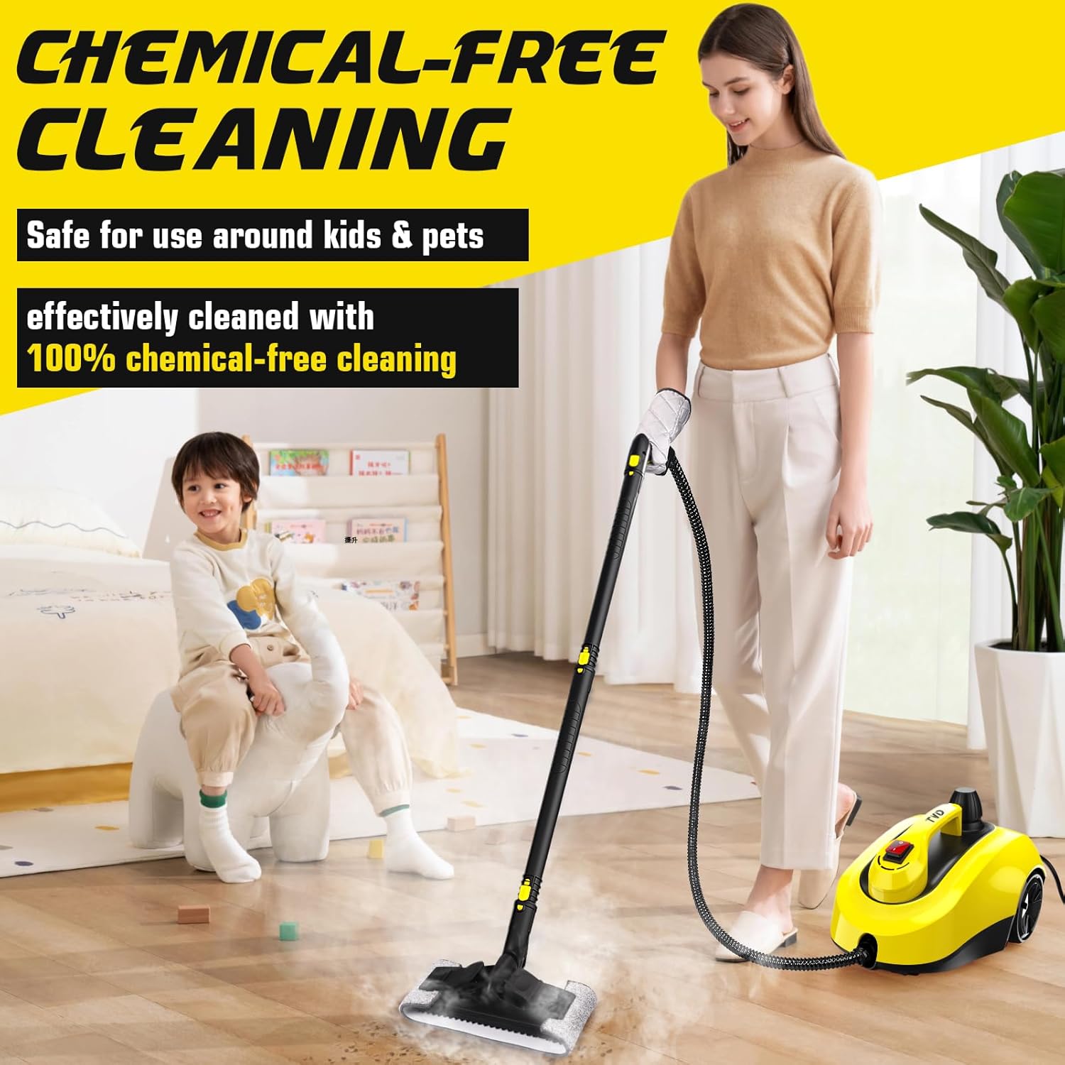 TVD Steam Cleaner SW-608 & Steam Mop for Floor Cleaning with 29 Accessories, 5m Cord for Carpet, Sofa, Oven & Car
