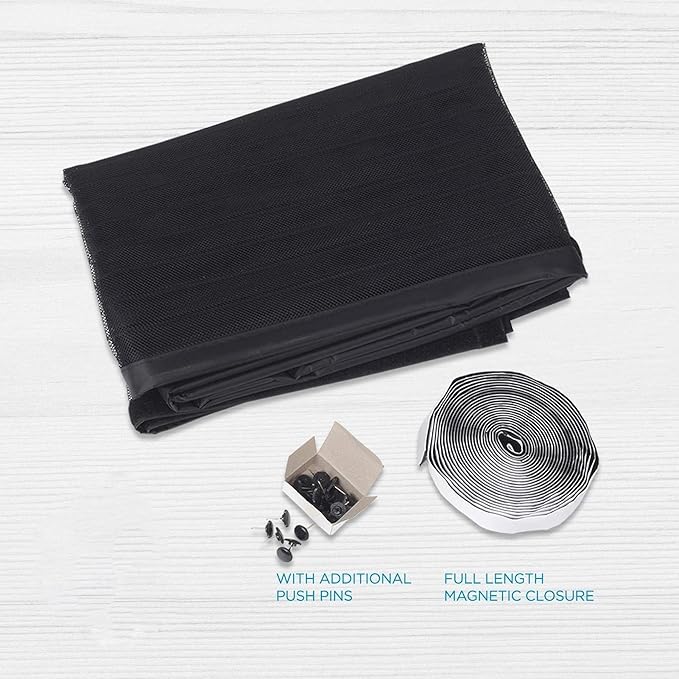 Heavy Duty Magnetic Screen Door – Strong Mesh Fly Curtain with Powerful Magnets (Black & White)