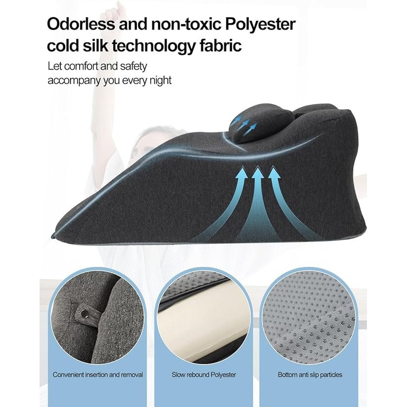 Belocali Ergonomic Polyester Fiber Wedge Pillow with Removable Headrest