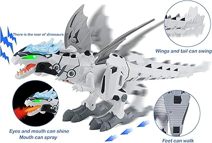 Remote Control Fire-Breathing Dragon Toy – Walking, Roaring & Light-Up Dinosaur