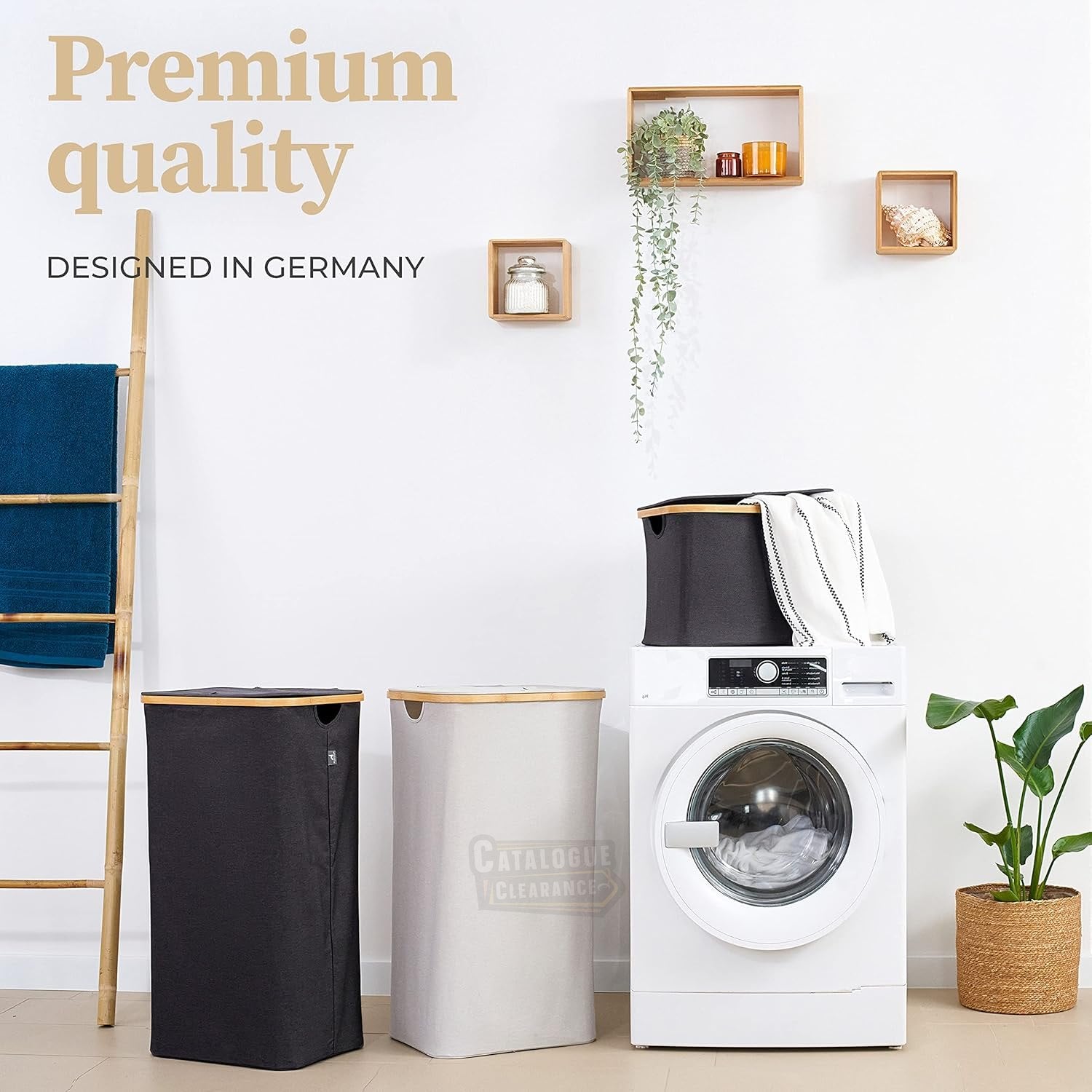 Adrian 100L Bamboo Laundry Hamper with Lid & Removable Bag