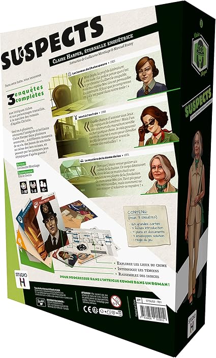 Suspects Board Game – Claire Harper, Eternal Investigator | Mystery Card Game by Studio H