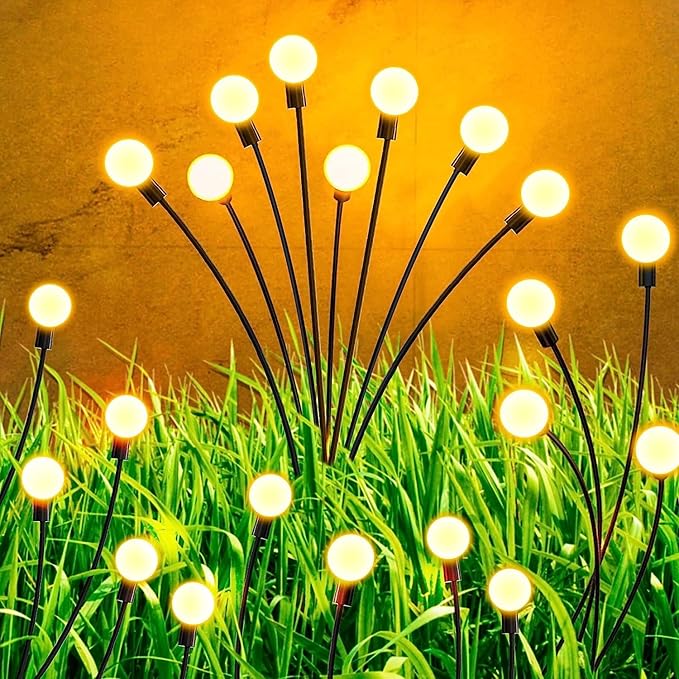 8-Pack Solar Firefly Garden Lights – Remote-Controlled Swaying Lights with 8 Flash Modes & 20-Hour Runtime – Decorative Outdoor Solar Lights for Pathways, Yards, and Patios