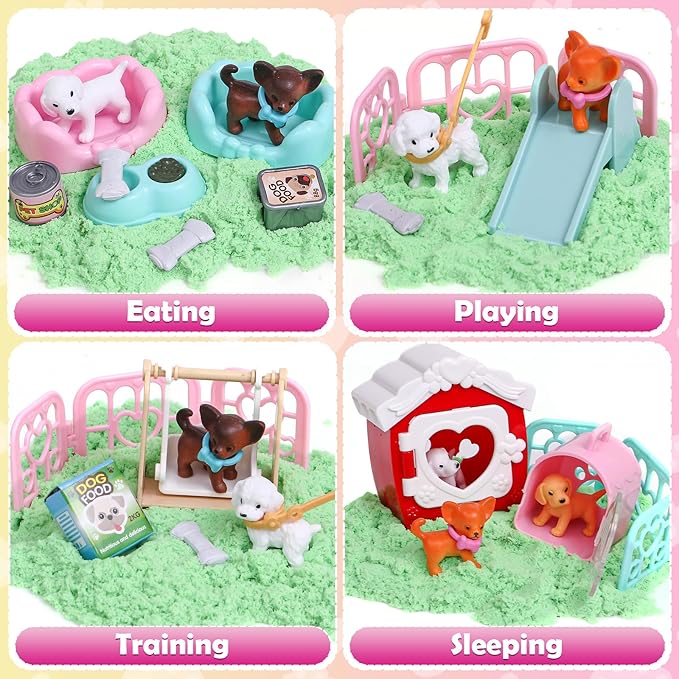 Lorfancy Dog Sandbox Play Set – 2.2 lbs Sand Sensory Bin Toy for Toddlers & Kids