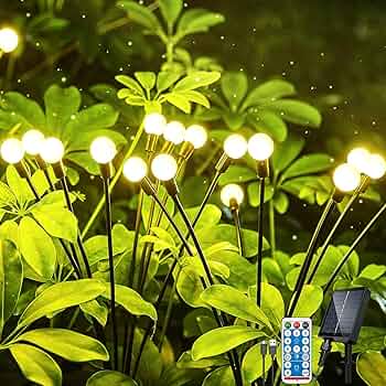 8-Pack Solar Firefly Garden Lights – Remote-Controlled Swaying Lights with 8 Flash Modes & 20-Hour Runtime – Decorative Outdoor Solar Lights for Pathways, Yards, and Patios