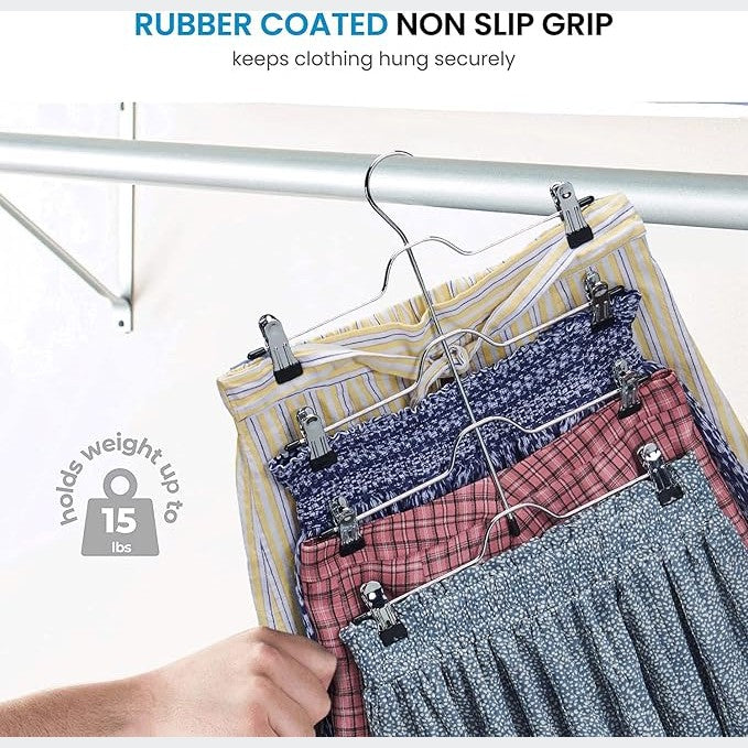 Zober 4-Tier Trouser Hangers with Clips (6 Pack)