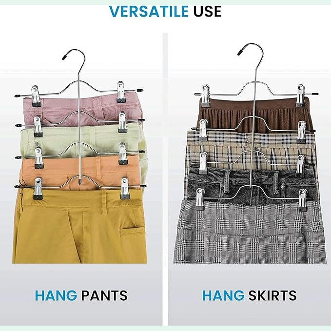 Zober 4-Tier Trouser Hangers with Clips (6 Pack)