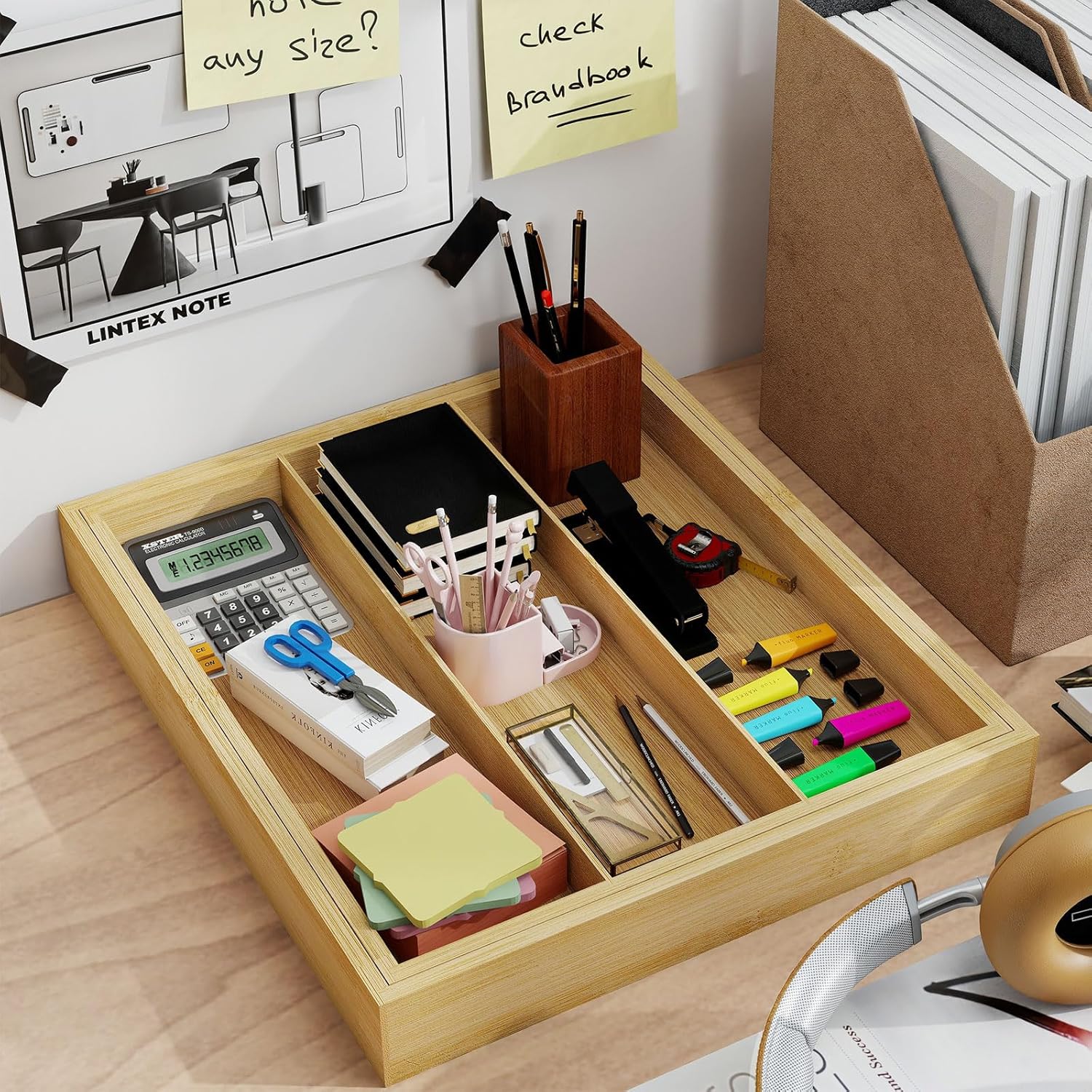 Bamboo Expandable Cutlery Drawer Organiser – Adjustable Wooden Utensil Storage Tray