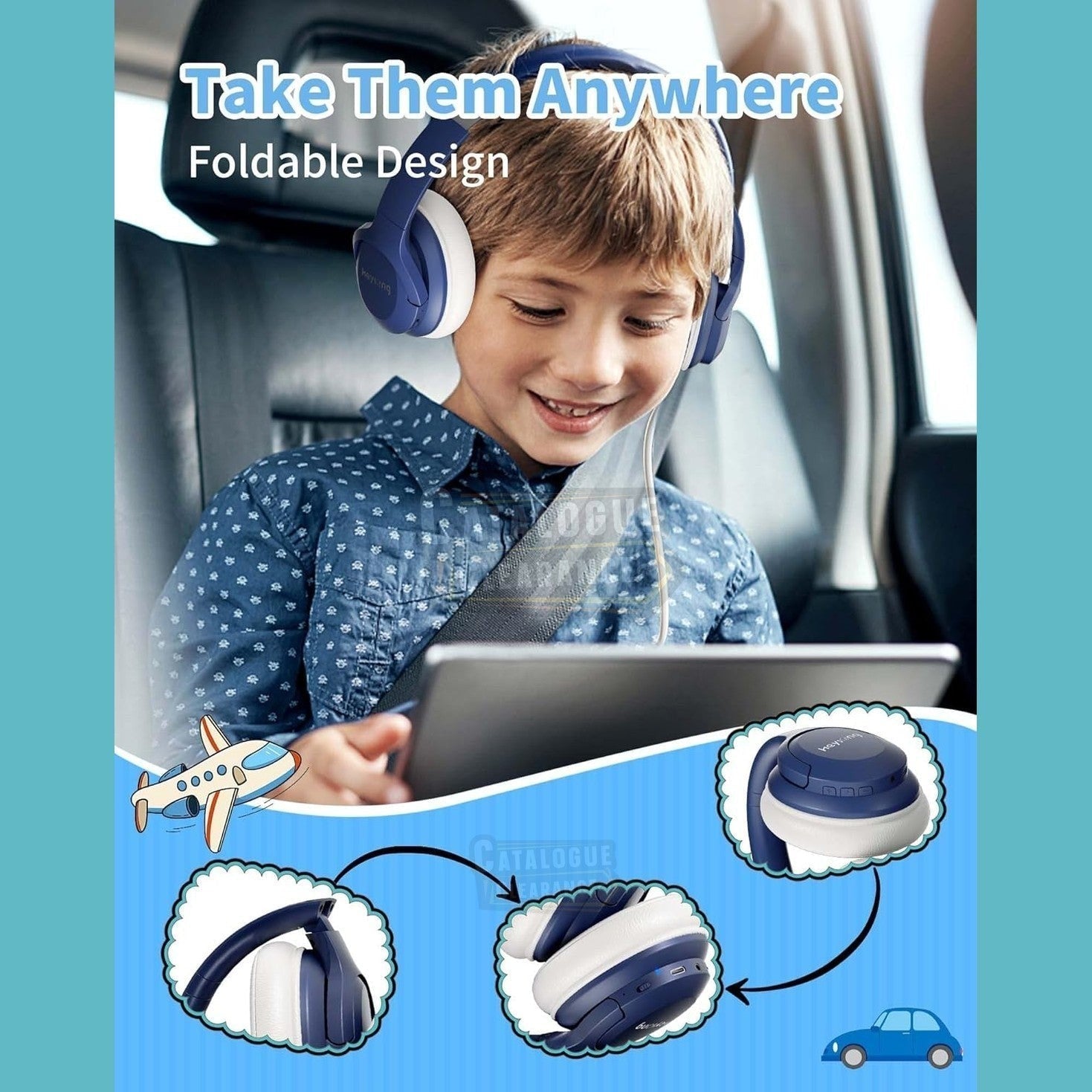 HEYSONG Kids Bluetooth Headphones – Wireless, Foldable, Volume Limit, Mic