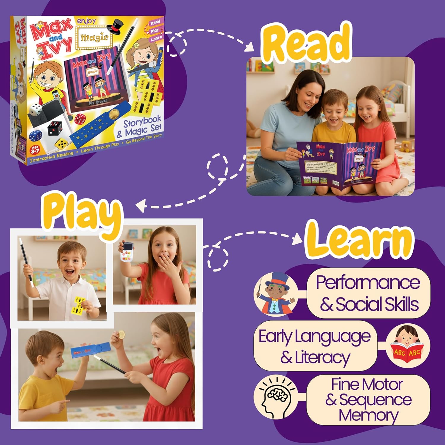 Magic Set for Kids Ages 3–7 – Beginner Magic Tricks Kit with Props, Storybook & Video Tutorials