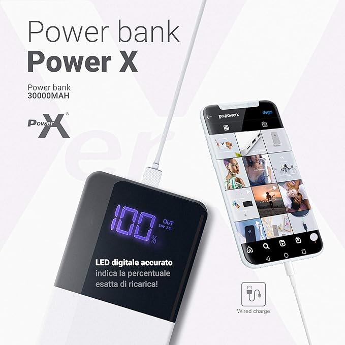 POWERX POWER BANK Q500 DISPLAY 30000MAH WHITE