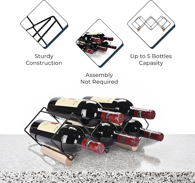 G-Rack Free Standing Wine Rack – Bottle Holder & Storage Organizer for Kitchen Countertop, Cupboards & Cabinets – Stylish Wine Display Stand & Gift for Wine Lovers