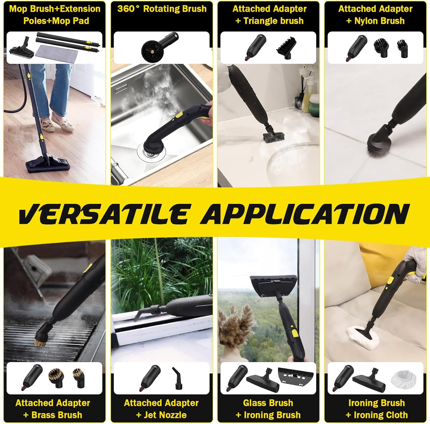 TVD Steam Cleaner SW-608 & Steam Mop for Floor Cleaning with 29 Accessories, 5m Cord for Carpet, Sofa, Oven & Car