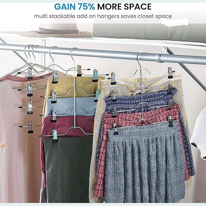 Zober 4-Tier Trouser Hangers with Clips (6 Pack)