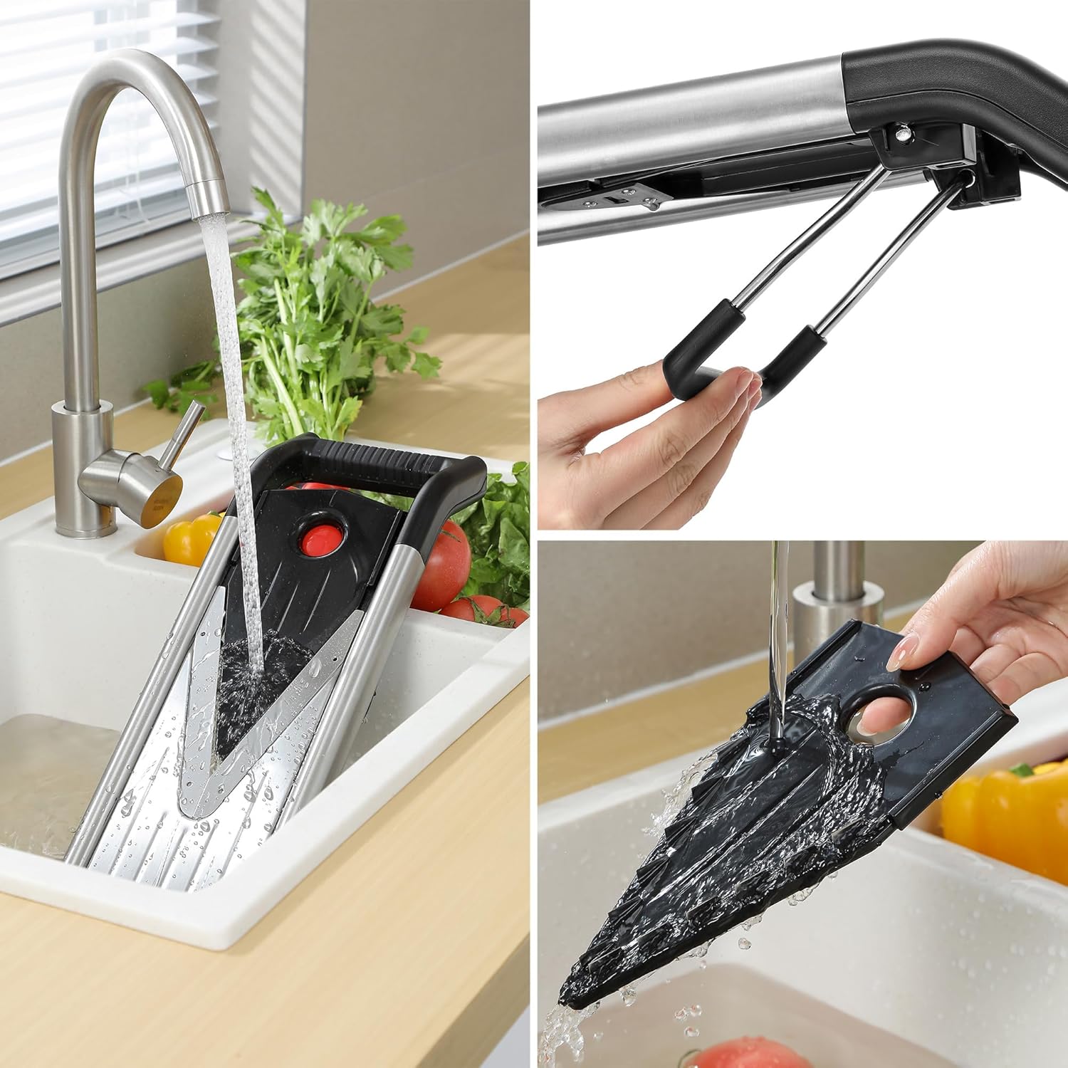 5-in-1 Adjustable Mandoline Slicer – Stainless Steel Vegetable Cutter with Safety Gloves & Non-Slip Base