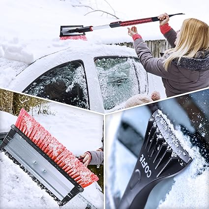 COFIT 3-in-1 Snow Brush, Ice Scraper & Squeegee – Winter Car Cleaning Tool