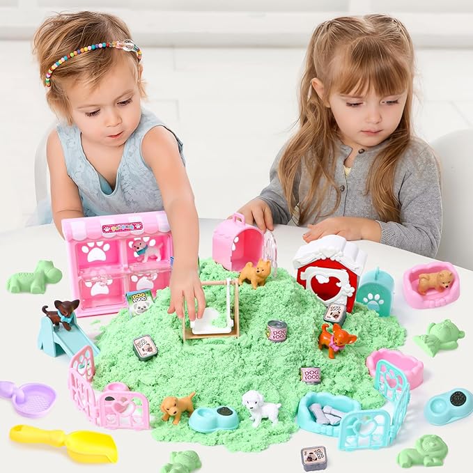 Lorfancy Dog Sandbox Play Set – 2.2 lbs Sand Sensory Bin Toy for Toddlers & Kids