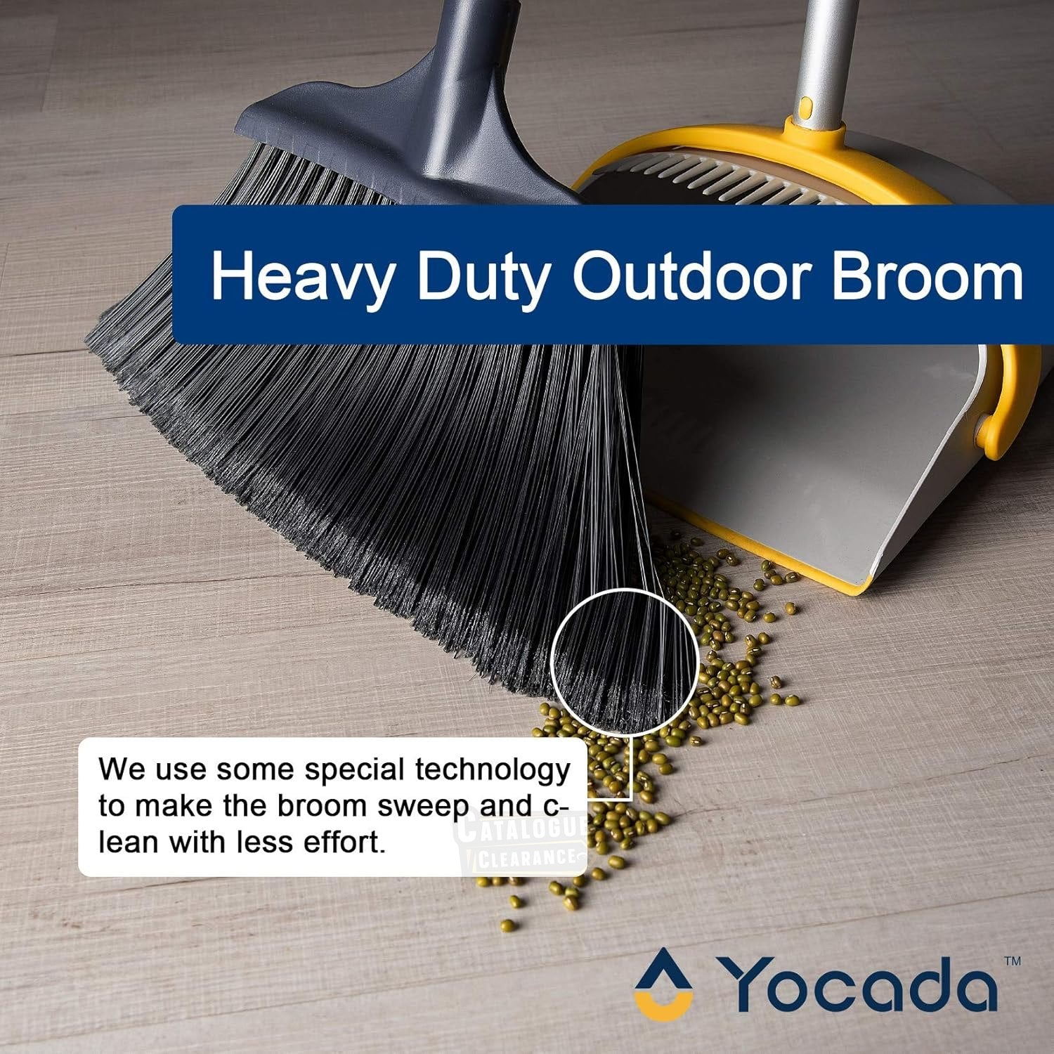 Yocada Heavy-Duty Commercial Broom for Outdoor & Indoor Use