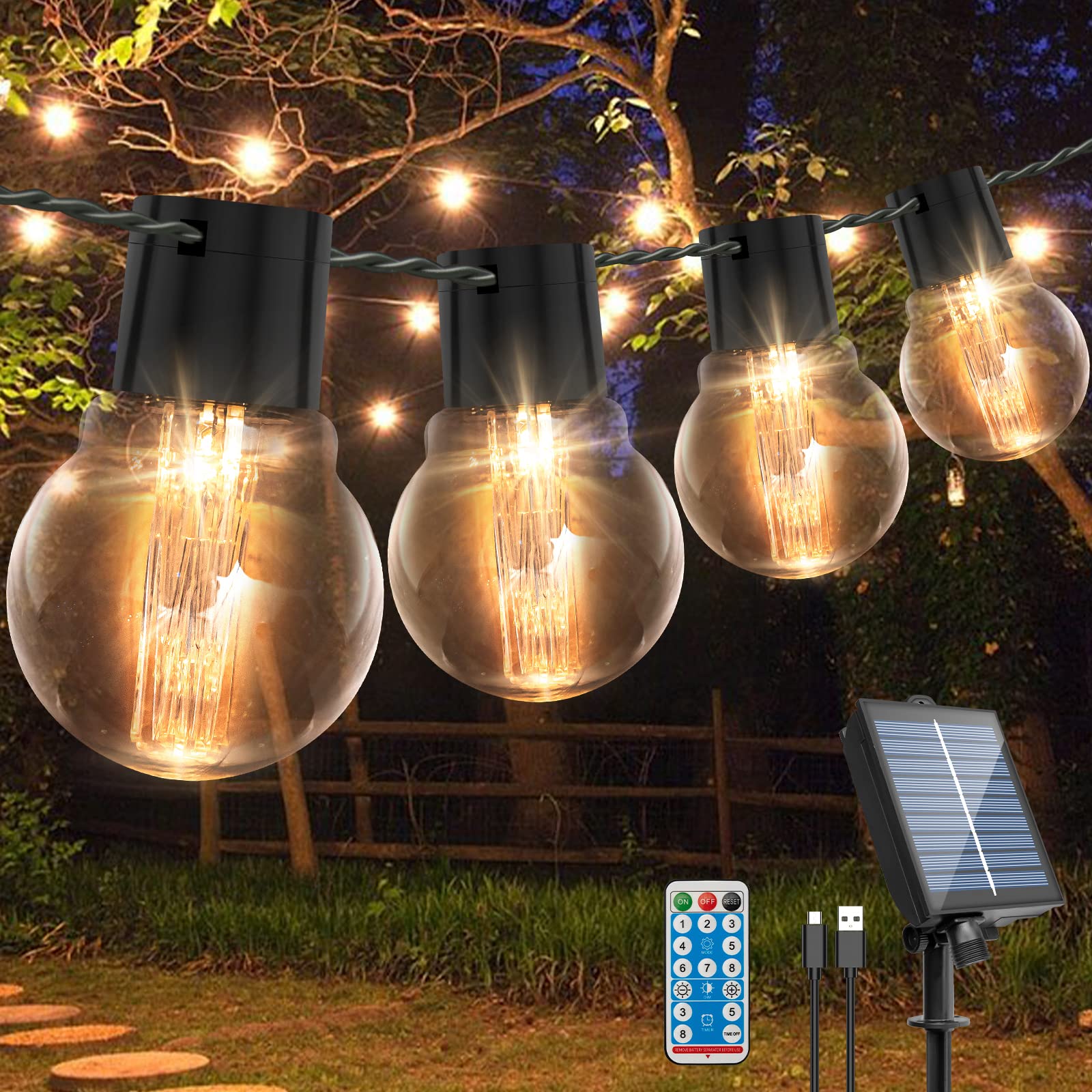 Lithom G50 Solar Festoon Lights – Outdoor Waterproof LED String Lights for Garden, Patio & Parties