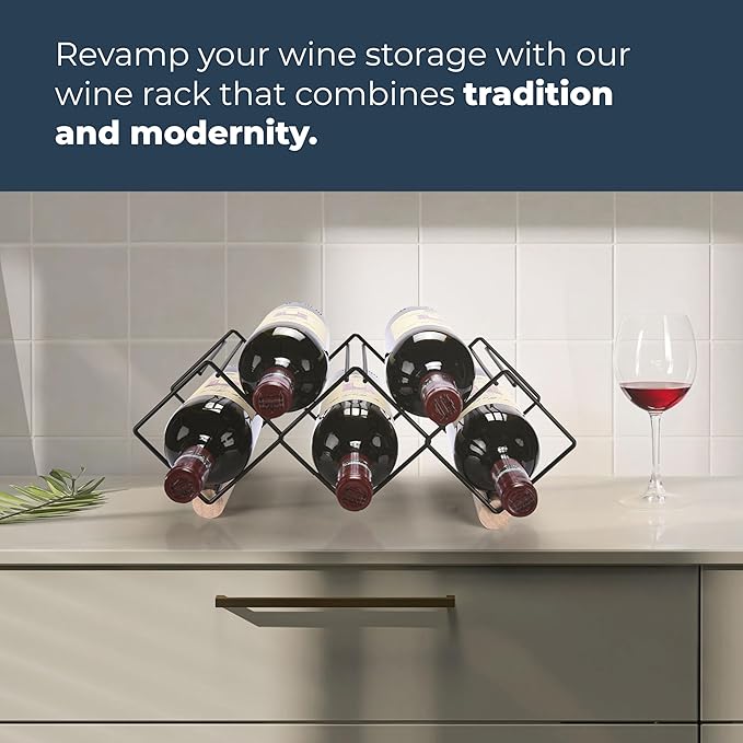 G-Rack Free Standing Wine Rack – Bottle Holder & Storage Organizer for Kitchen Countertop, Cupboards & Cabinets – Stylish Wine Display Stand & Gift for Wine Lovers