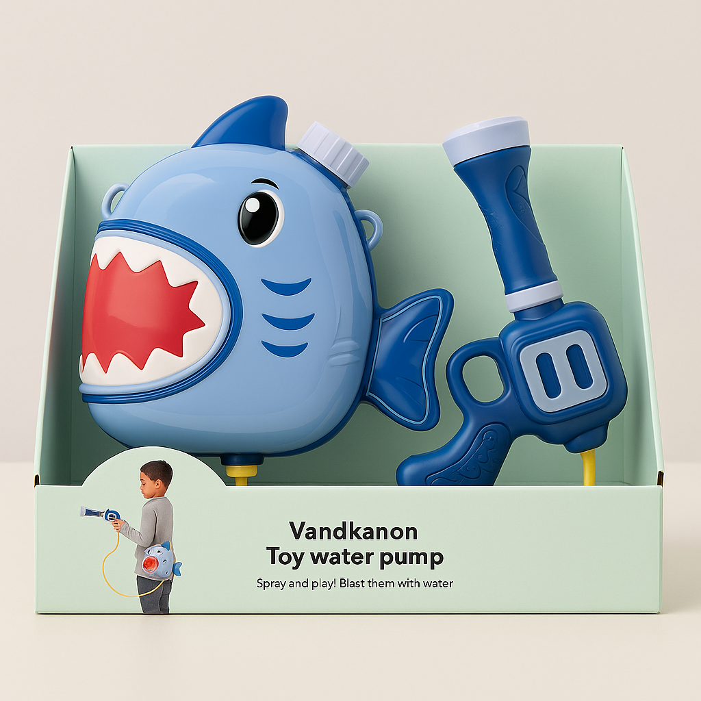 Shark-Themed Toy Water Pump Backpack – Fun Outdoor Water Blaster for Kids