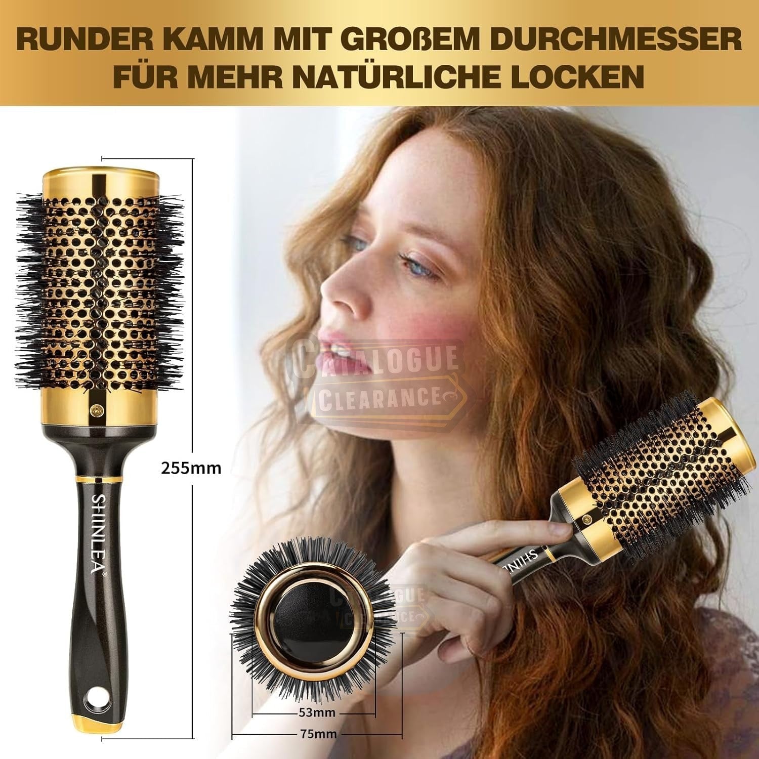 SHINLEA 53mm Round Brush for Blow Drying – Nylon & Aluminium Professional Hair Brush for Curls and Styling Without Pulling