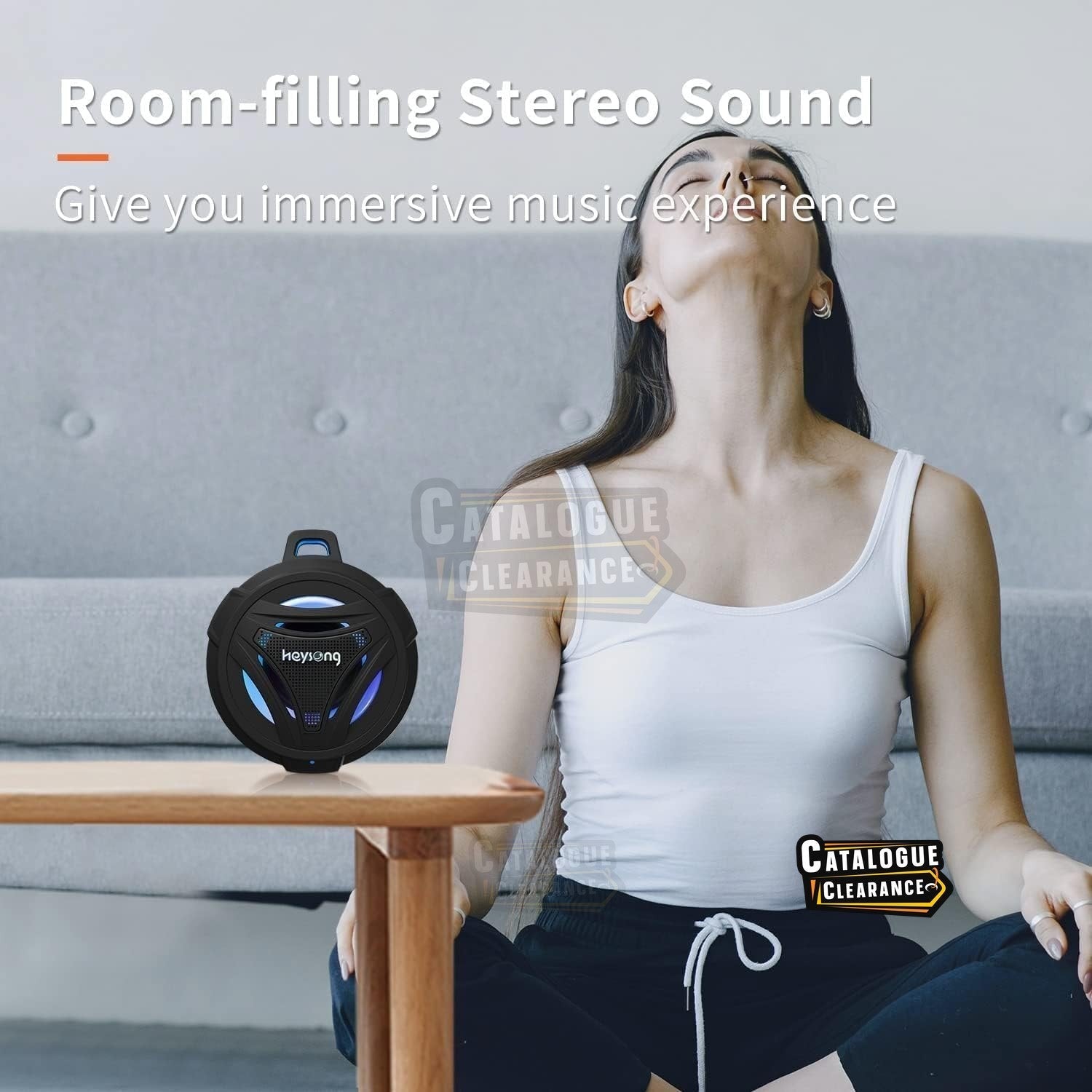 HEYSONG Waterproof Bluetooth Speaker | 36H Playtime, LED Lights, Deep Bass, IP67(Color may vary)