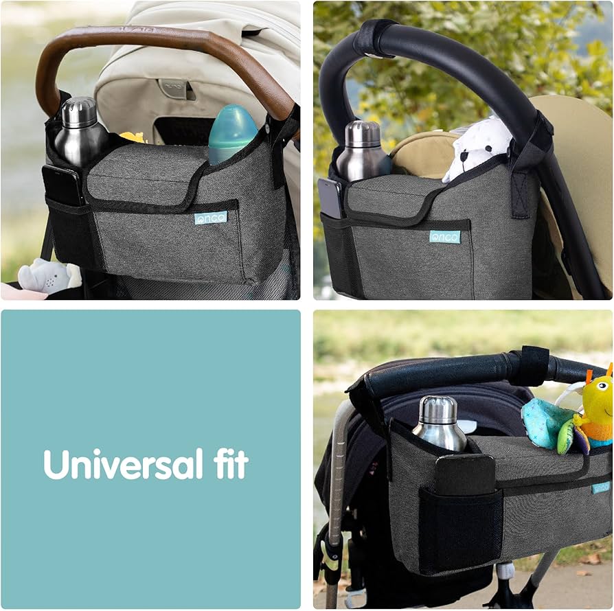 Onco Pram Organiser – Stroller Storage Bag with Cup Holders & Multi-Compartment Design