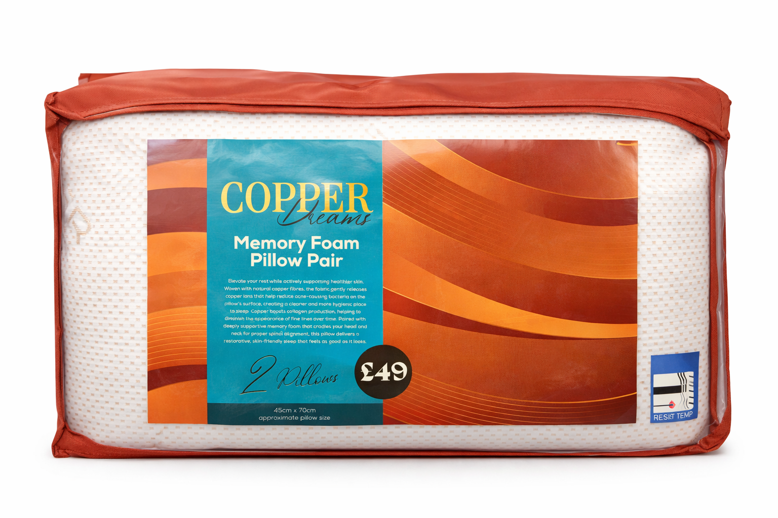 Cooling Dreams Memory Foam Pillow Pair – Cooling Support (45x70cm)