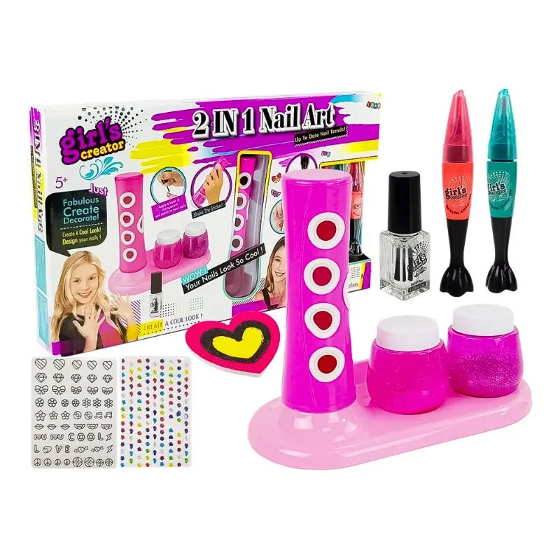 2-in-1 Nail Art Kit for Girls – DIY Nail Designs, Stickers & Polishes