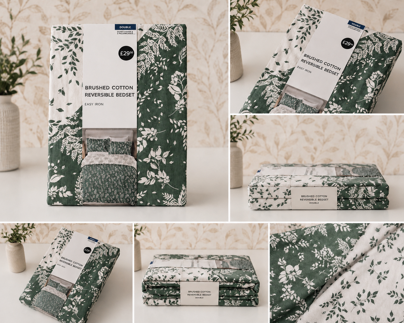 HIGH ST BRAND - BRUSHED COTTON BEDSET - DUVET COVER + 2 PILLOW CASES - DOUBLE