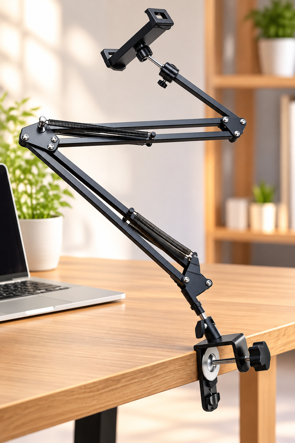 π± Adjustable Desk-Mounted Phone & Tablet Holder Arm β Heavy-Duty Scissor Stand