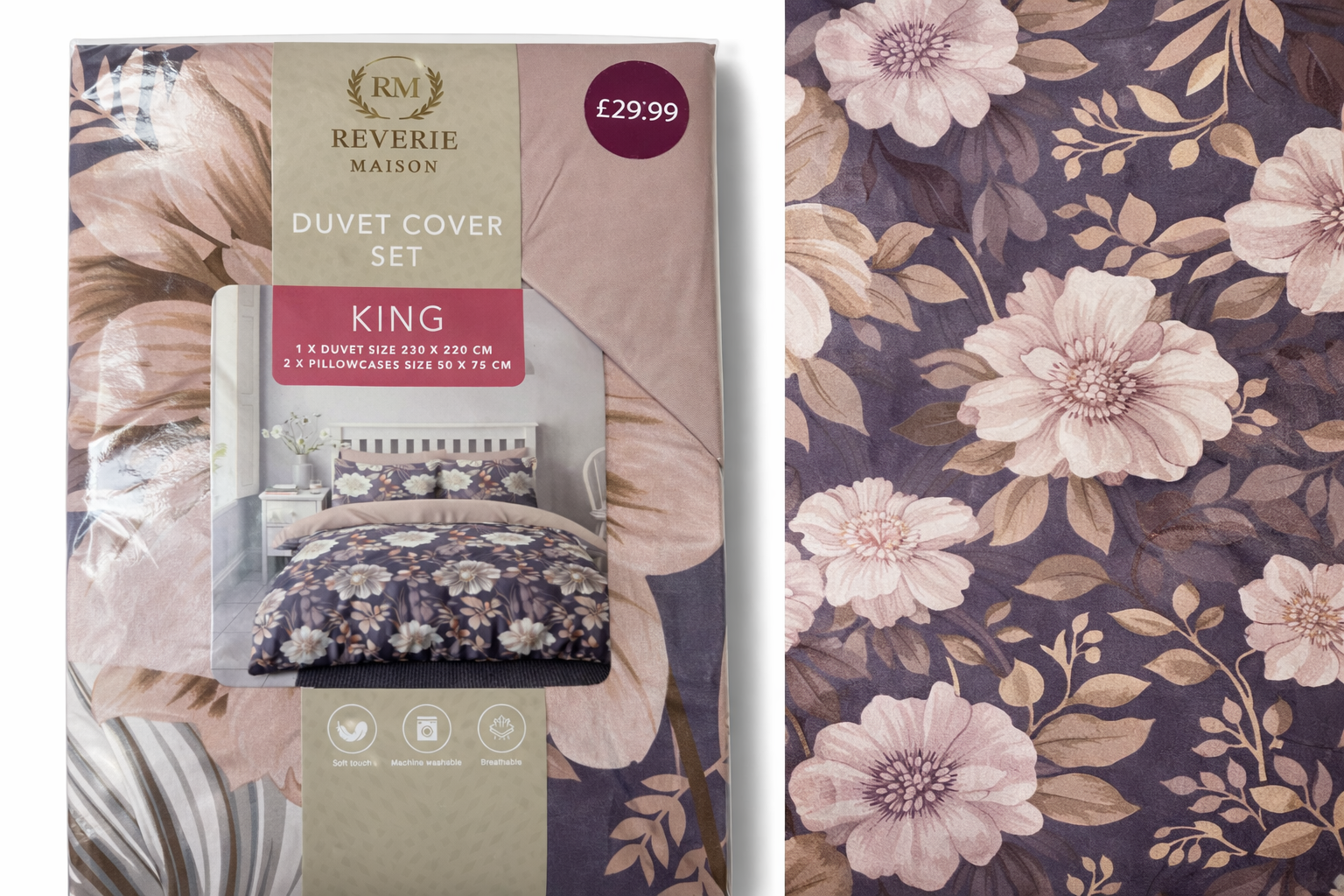 Reverie Maison Duvet Cover Set – Single, Double & King Sizes, Soft Touch Bedding