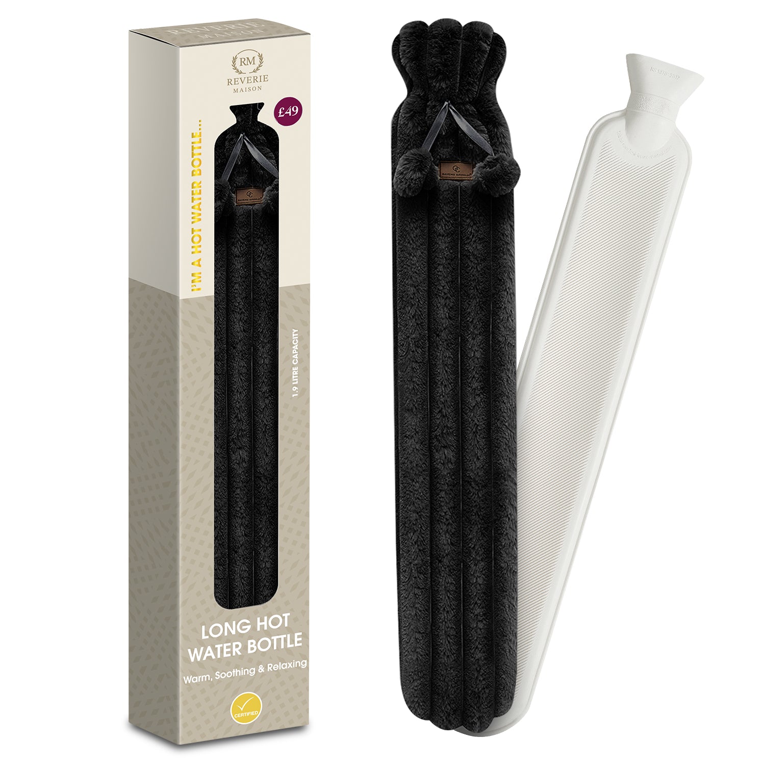 Reverie Maison Long Hot Water Bottle – Soft Cable Knit Sleeve for Comfort & Warmth