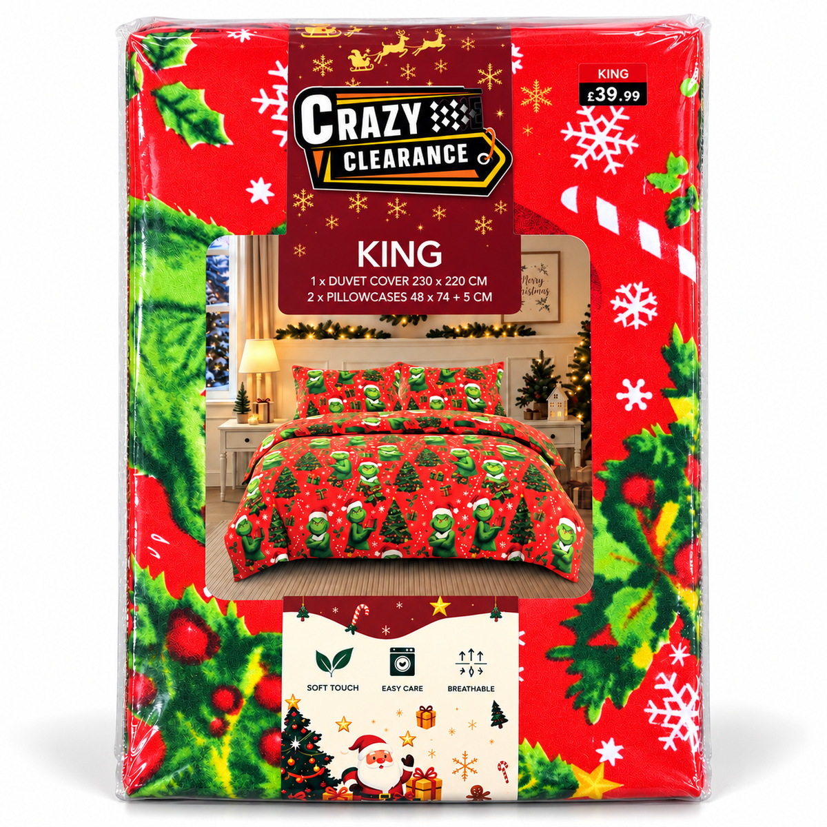 Christmas Duvets,Single,Double & King Size Duvet Cover Set – 3 Piece| 11 Different Designs