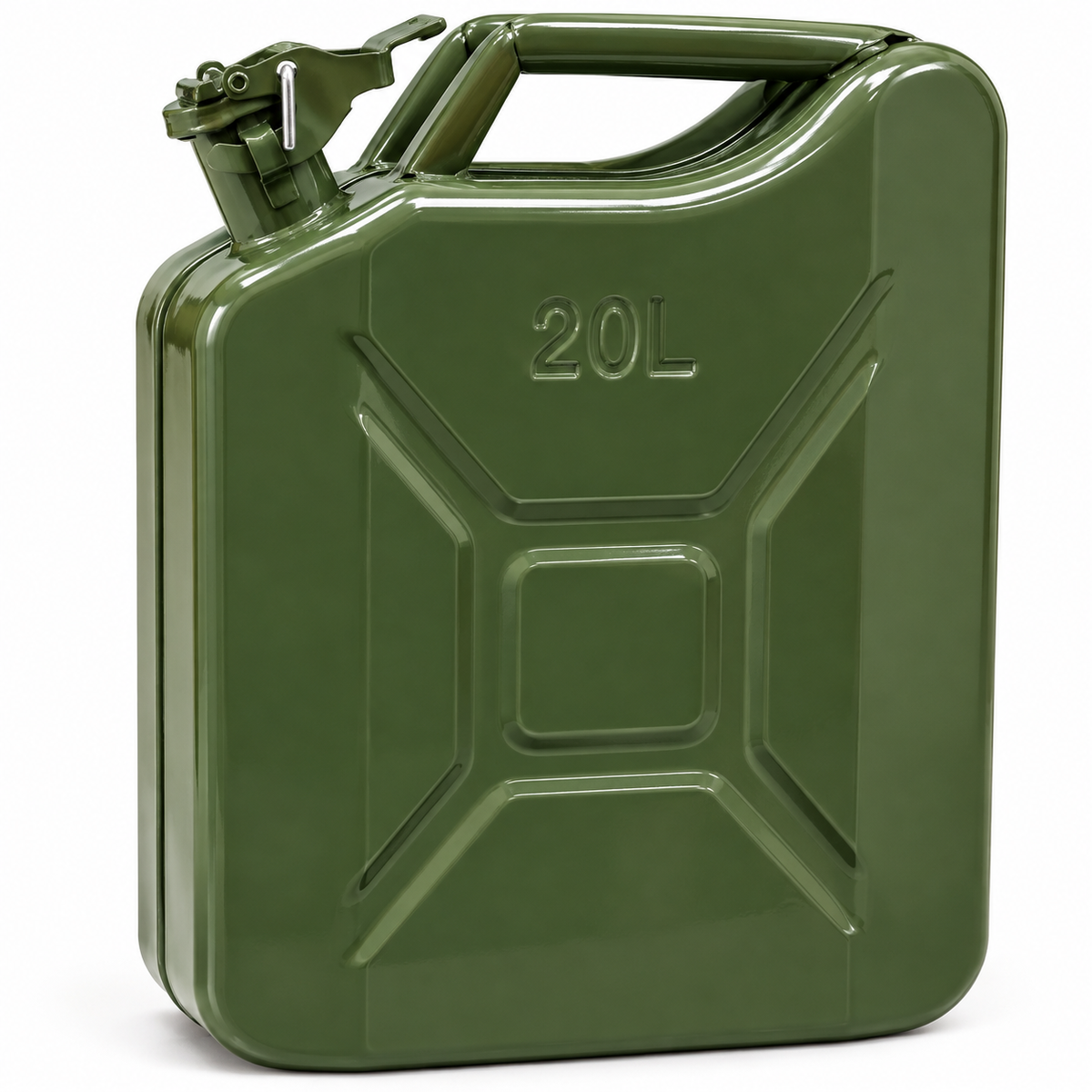 20L Heavy Duty Metal Jerry Can – Olive Green | Secure Locking Cap