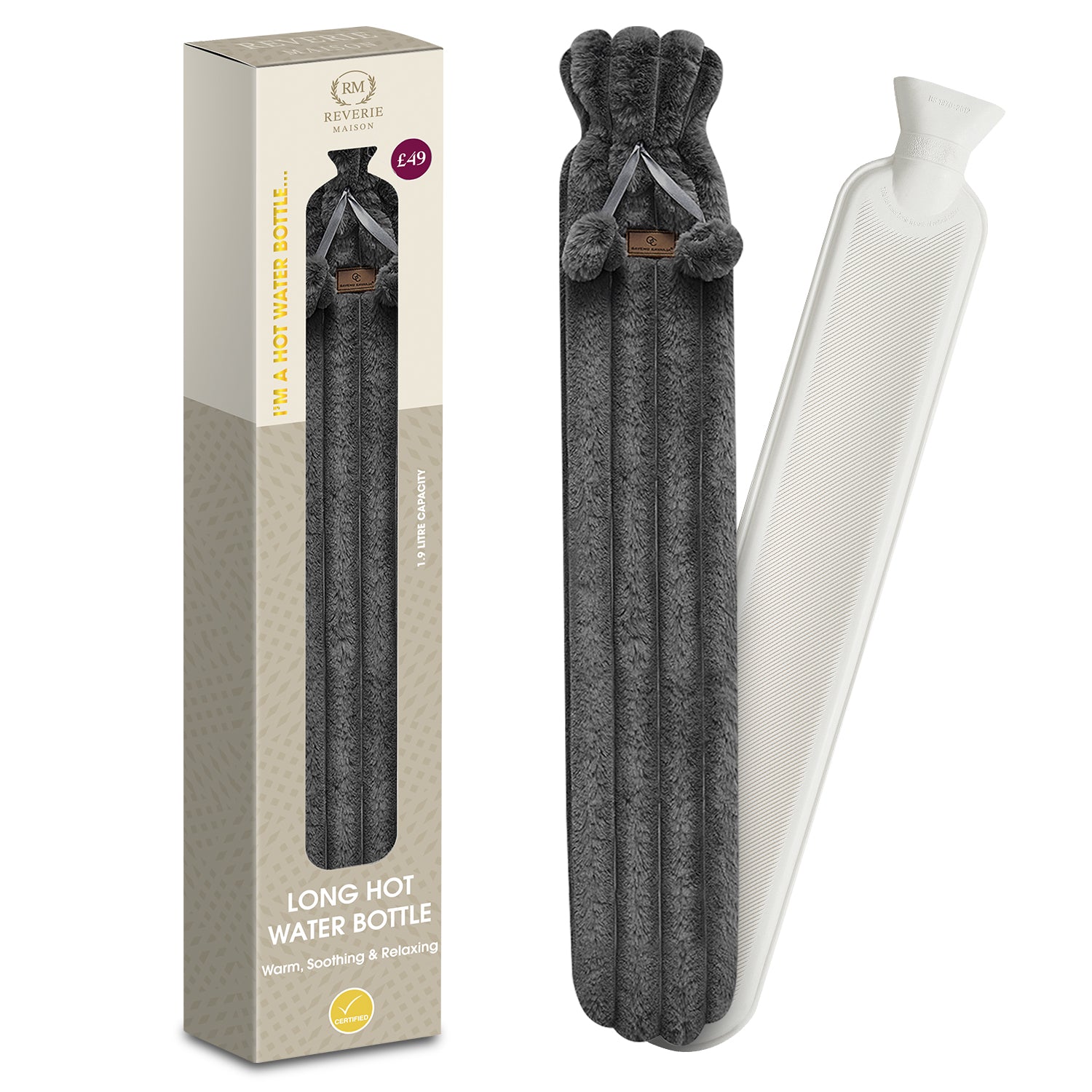 Reverie Maison Long Hot Water Bottle – Soft Cable Knit Sleeve for Comfort & Warmth