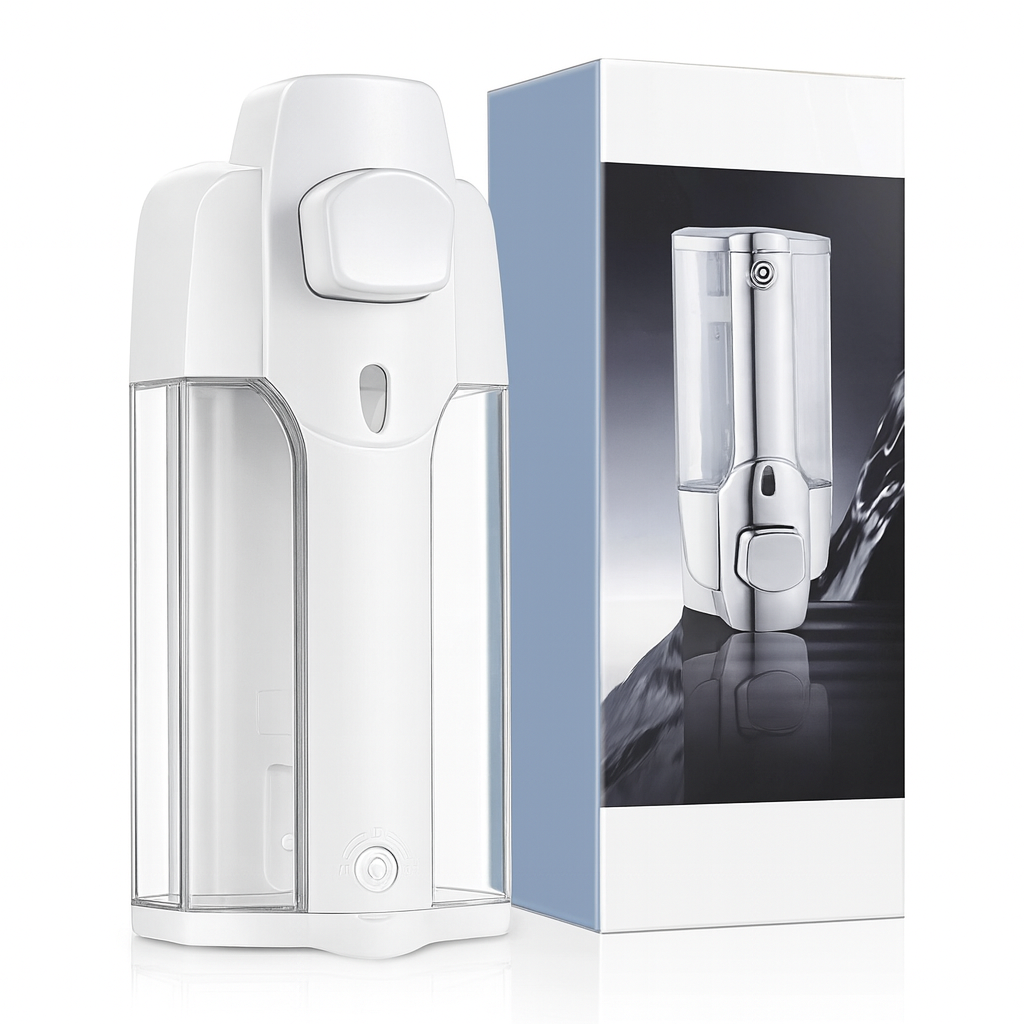 Wall-Mounted Liquid Soap & Shampoo Dispenser – Single Chamber, Refillable, Easy-Pump Design, White/Clear