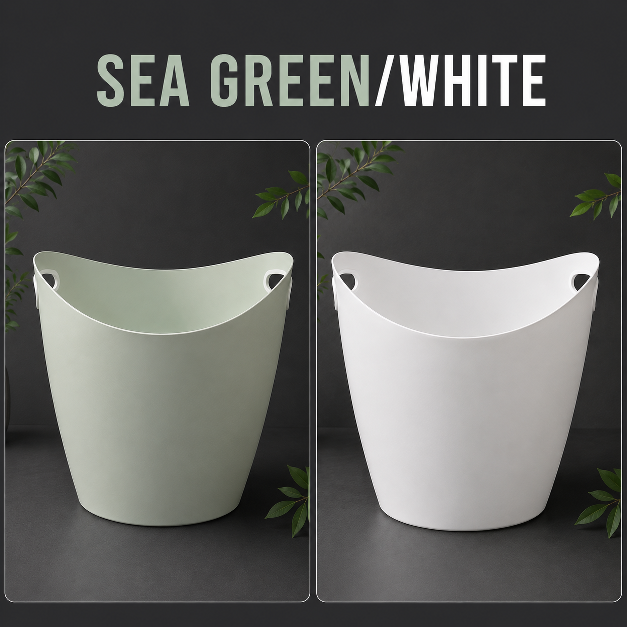 LAUNDRY BASKETS WITH PERFECT GRIP HANDLES - WHITE/SEA GREEN