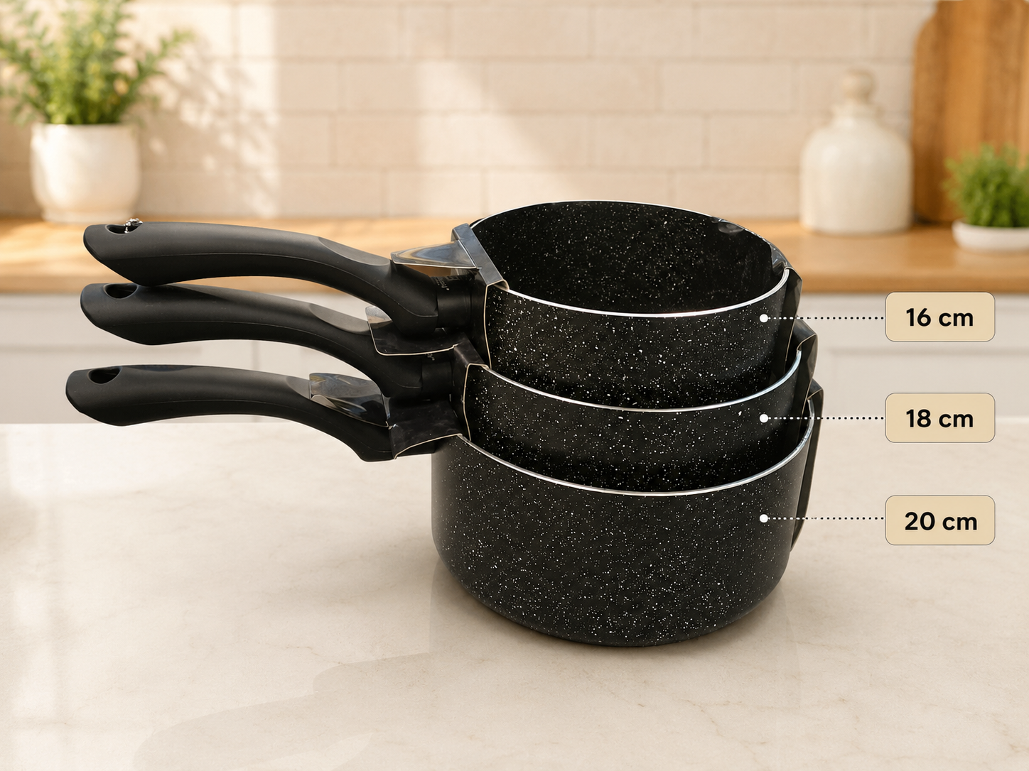 MILK POT - SET OF 3 PIECES IN DIFFERENT SIZES - (16cm,18cm&20cm) by EISENBACH