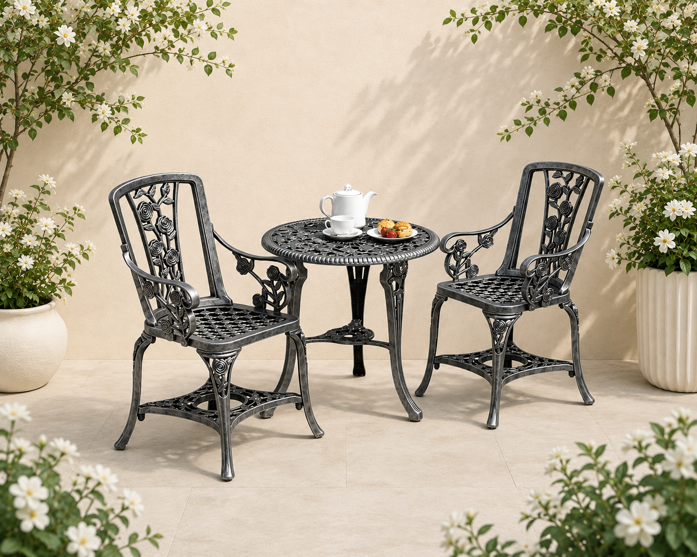 ROSE ARM CHAIR SET - SET OF 3 PIECES - GUNMETAL GREY EDITION - 89*71*18 cm by GREENHURST