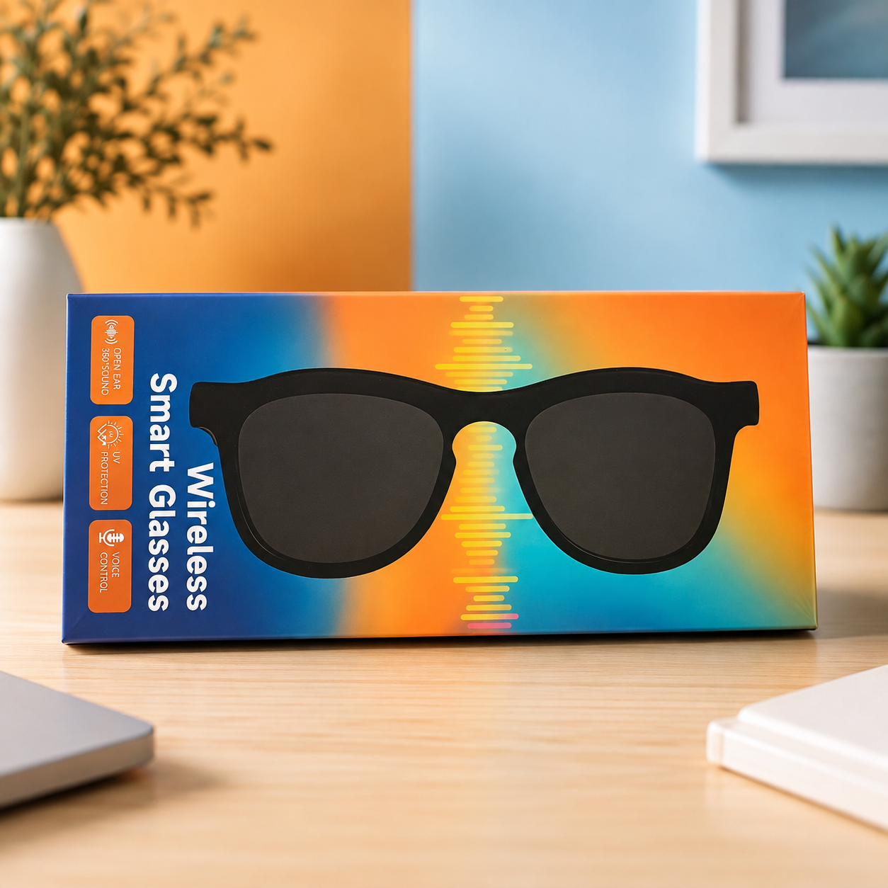 WIRELESS SMART GLASSES - MUSIC PLAYTER,OPEN-EAR 360° SOUND,VOICE CONTROL ALONG WITH UV PROTECTION