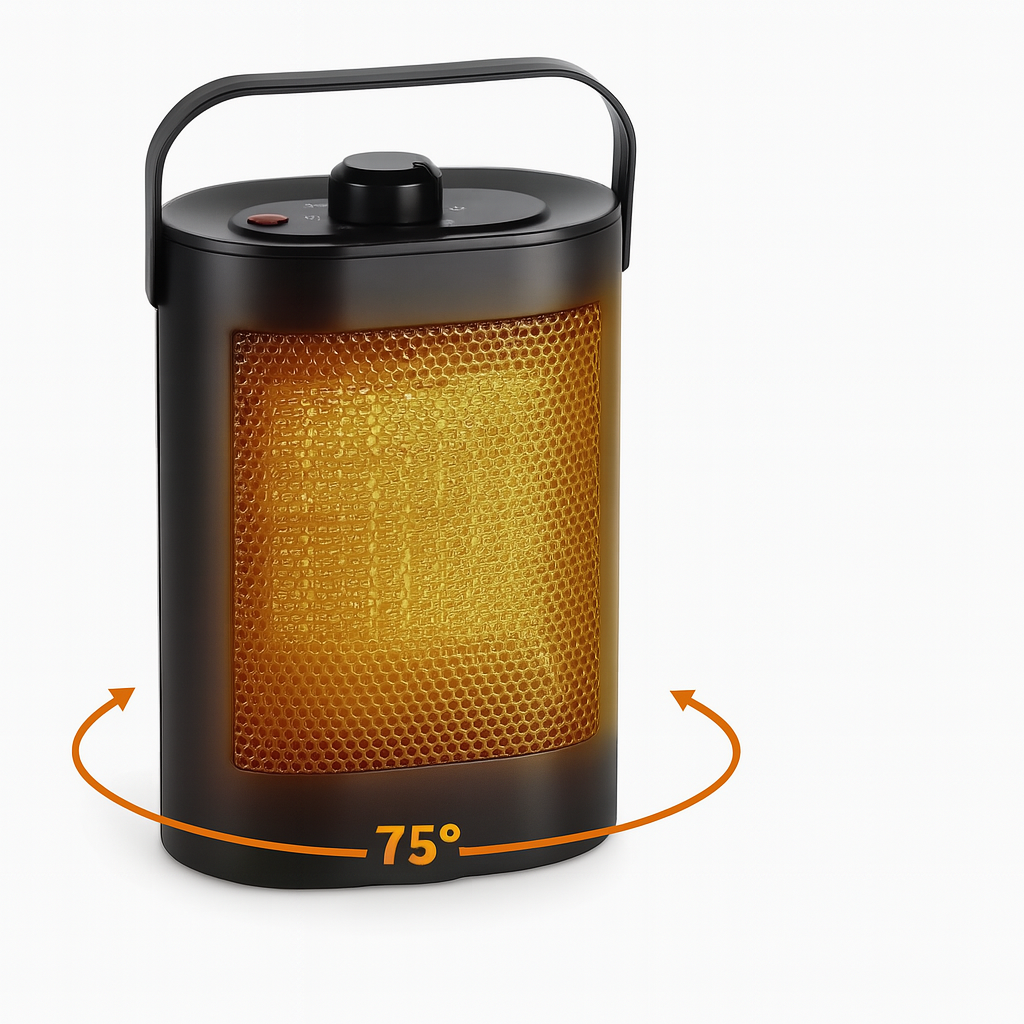 IVESION PTC Ceramic Portable Fan Heater – Energy-Efficient Electric Heater with Overheat and Tip-Over Safety, 75° Oscillating Design for Home, Office, Bedroom, and Study