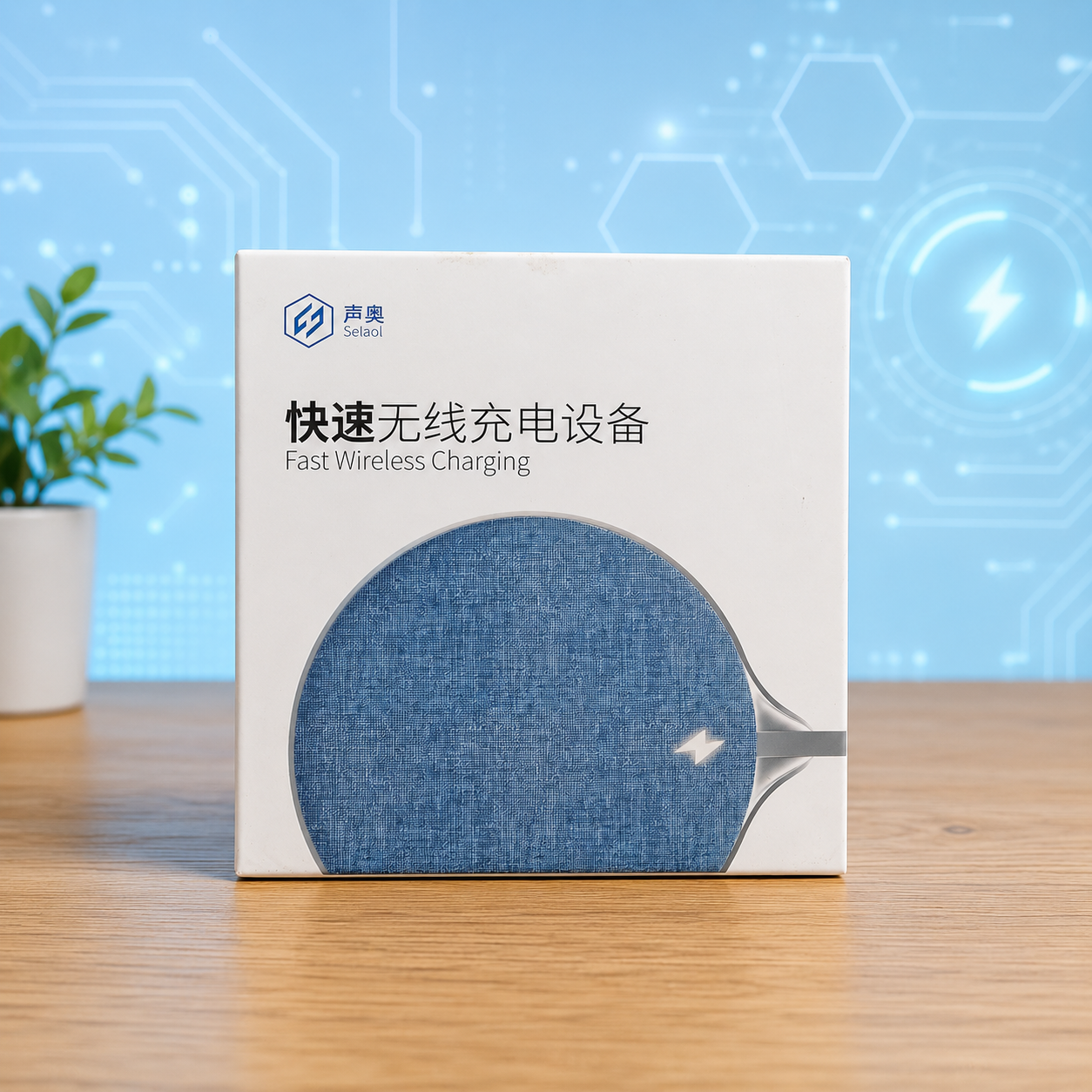 FAST WIRELESS CHARGING PAD WITH USB - DENIM BLUE EDITION