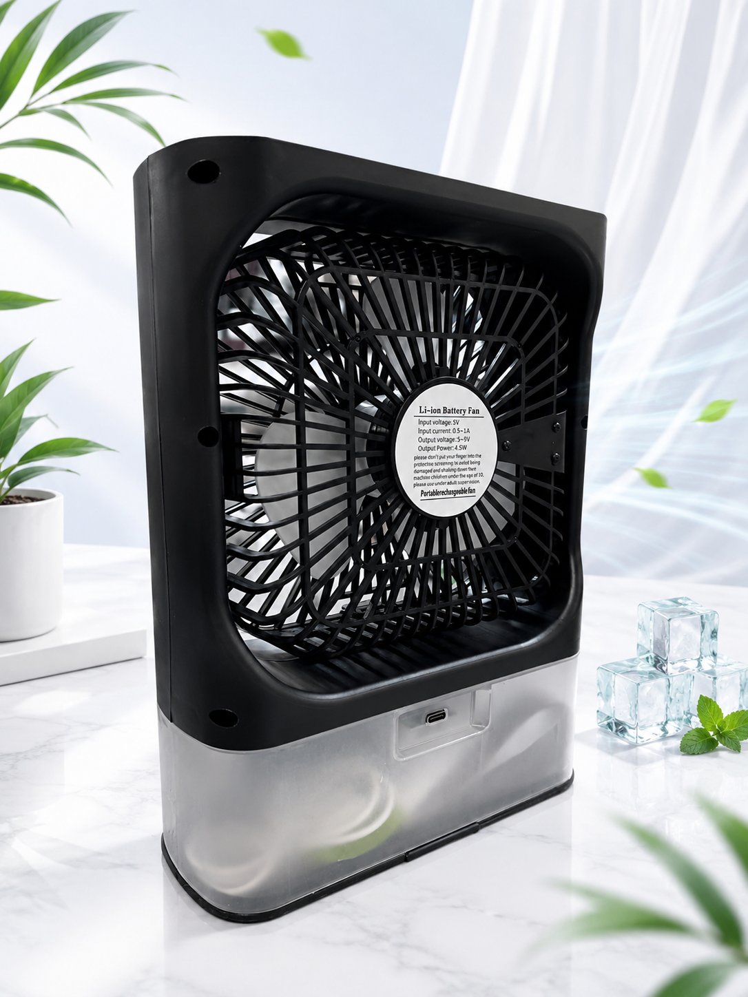 MINI COOLING FAN - STRONG AIR SUPPLY OF THIRD GEAR TURBINE - BLACK IN COLOR