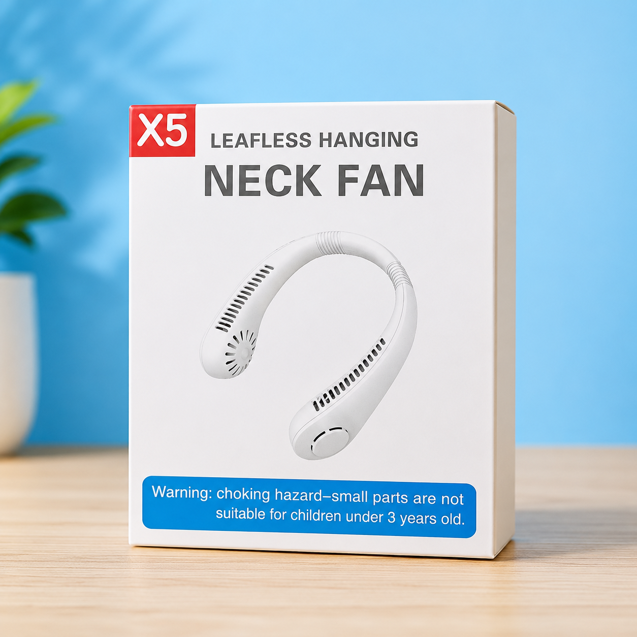 NECK FAN - X5LEAFLESS HANGING - WHITE EDITION WITH ADJUSTABLE FAN SPEEDS