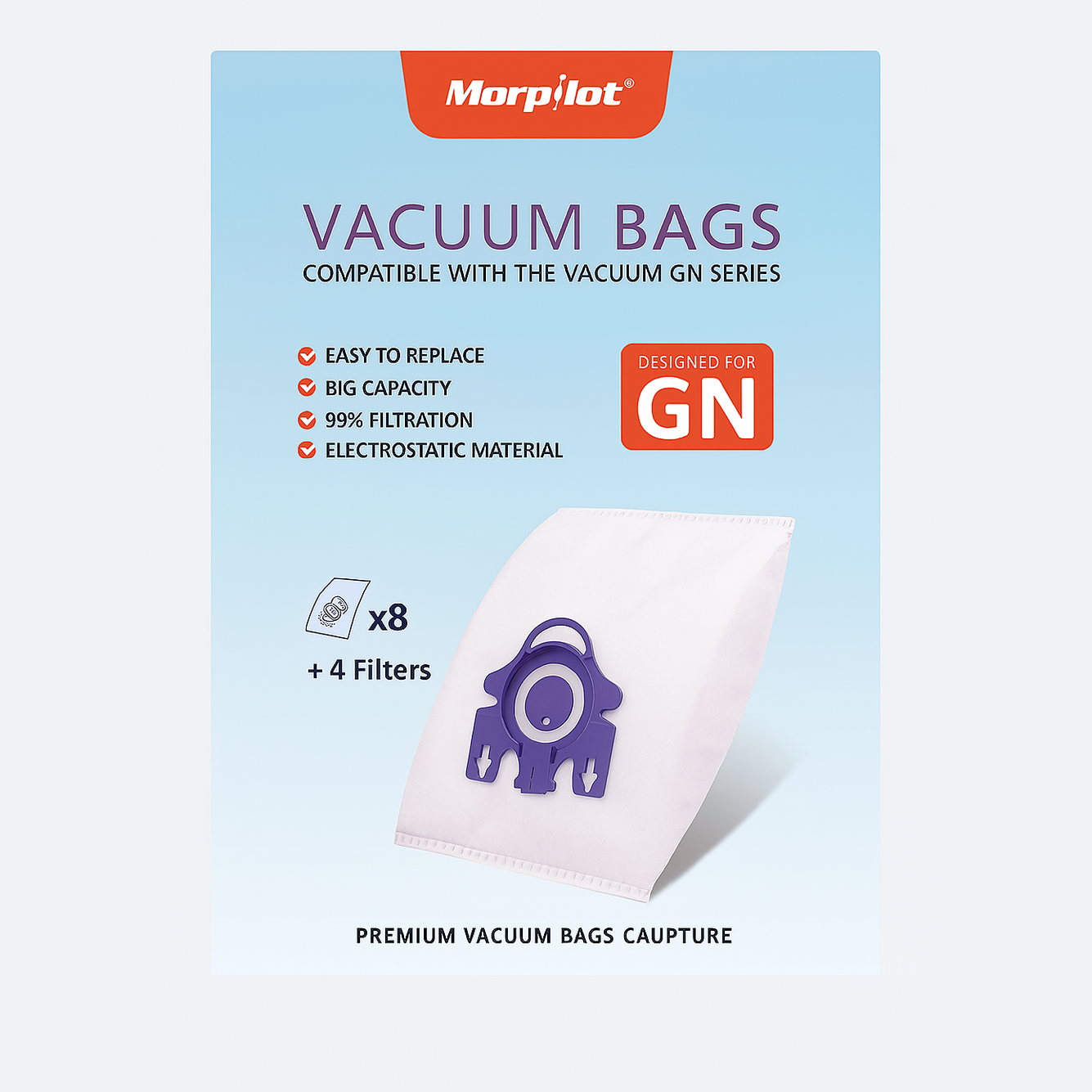 Morpilot Vacuum Bags for GN Series – 8 Bags + 4 Filters