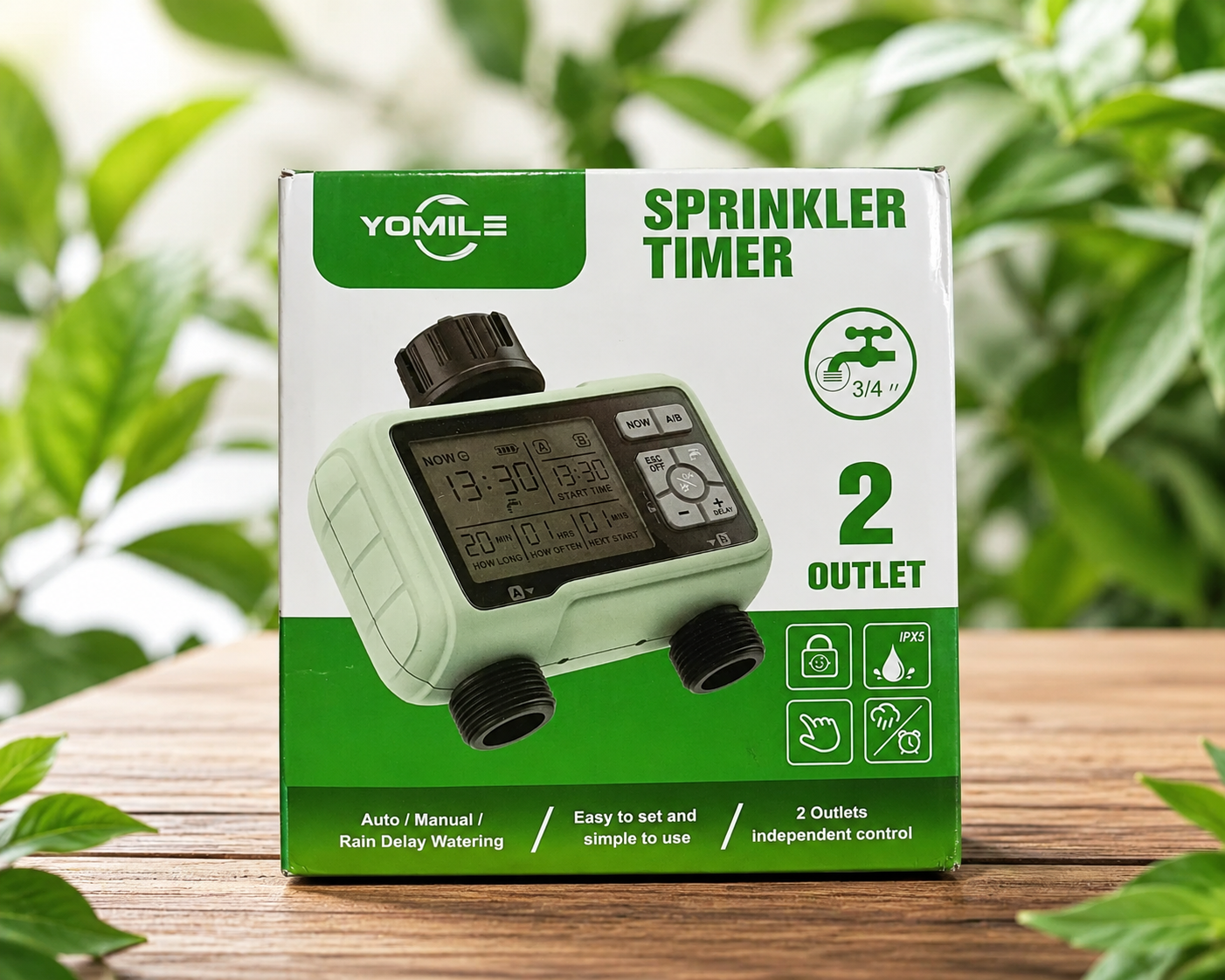 DIGITAL 2 OUTLET SPRINKLER TIMER -(Model HCT-326)- by YOMILE