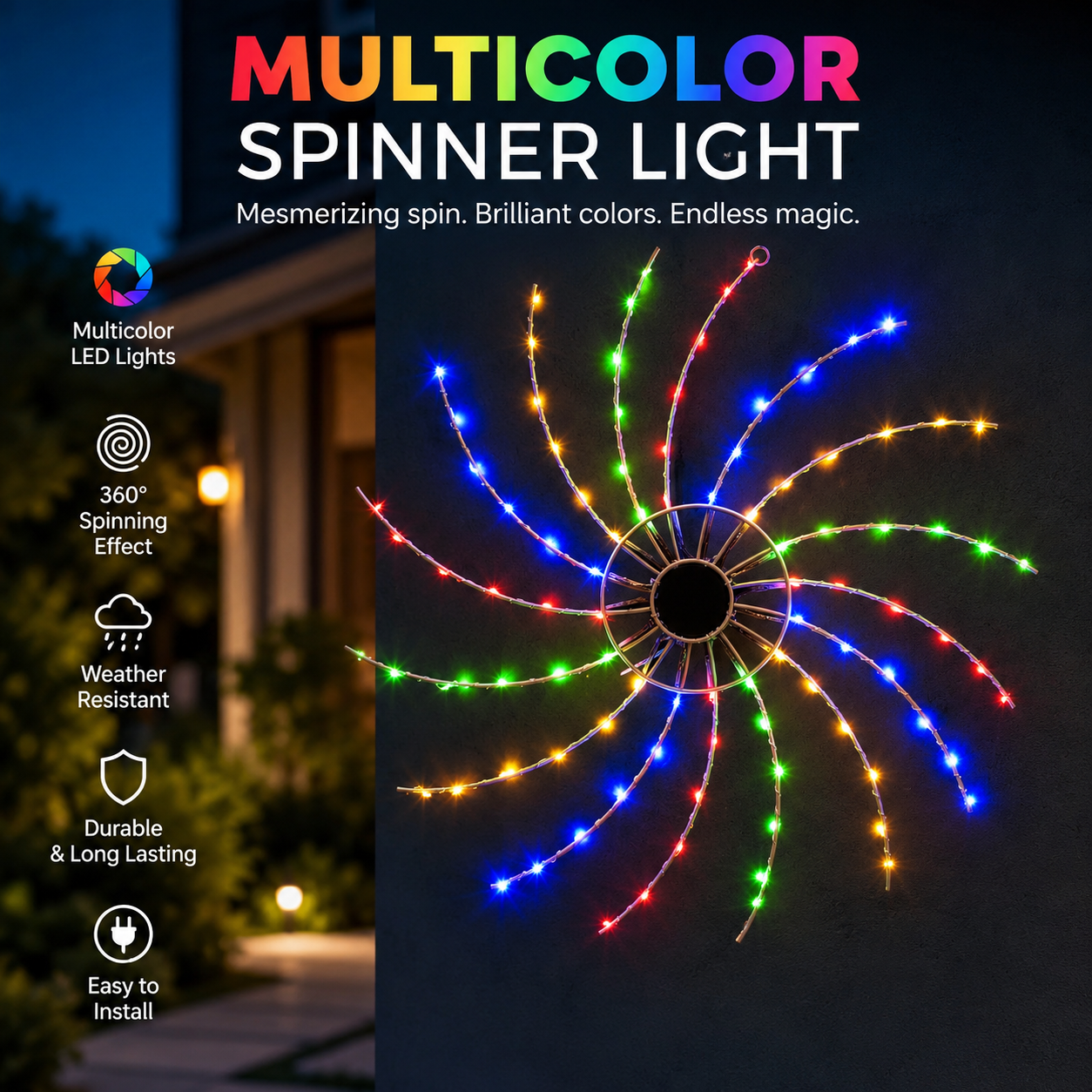MULTICOLOR SPINNER LIGHT - 96 LED LIGHTS WITH FUNCTION TRANSFORMER